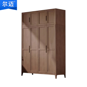尔迈 木质更衣柜宿舍公寓储物柜四门更衣柜带顶柜