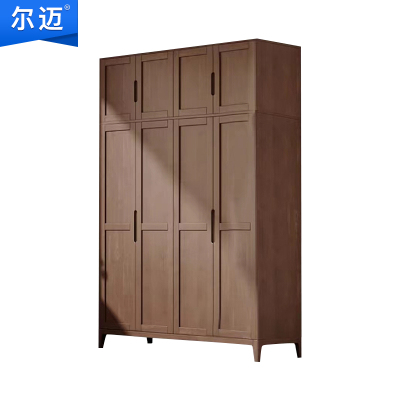 尔迈 木质更衣柜宿舍公寓储物柜四门更衣柜带顶柜