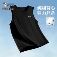 啄木鸟纯棉背心男夏季字母印花无袖T恤男士宽松大尺码篮球运动坎肩Y