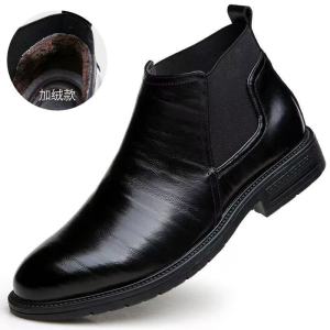 切尔西男士靴子韩版正装高帮男靴特大码商务皮鞋加绒保暖棉鞋