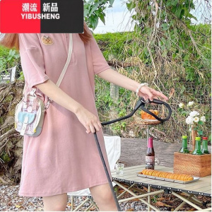 YIBUSHENG胖妹妹季韩版洋气减龄娃娃领连衣裙女加大码宽松显瘦甜美短裙