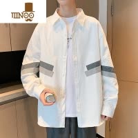 YANXU长袖衬衫男士防晒衣夏季日系宽松白色衬衣男款休闲寸衫外套