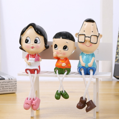 可爱家居饰品创意小摆件客厅室内装饰吊脚娃娃摆件酒柜电视柜摆设ZM