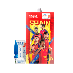 [世界杯西班牙队包装][6月生产]伊利 安慕希希腊风味酸奶 原味205g*16盒/箱 多35%蛋白质