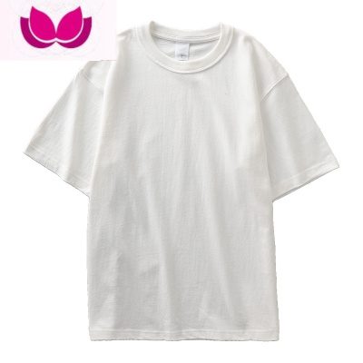 七斓美式320g短袖t恤男夏季纯色白色厚实三本针半袖男女