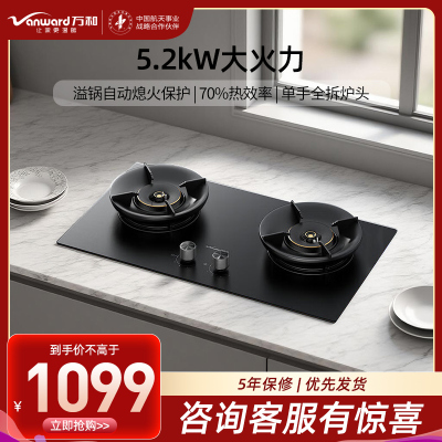 万和(Vanward)[超省星]G7天然气燃气灶具煤气炉双灶嵌入式5.2kW家用猛火超一级能效无痕磨砂G7L56