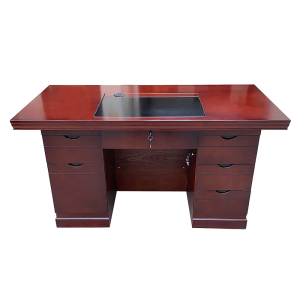 文灵办公桌政府机关职员电脑桌1.2/1.4/1.6米木皮油漆单人桌写字台教师桌带抽屉带锁[工厂现做 7天内发货]