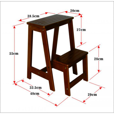家用楼梯椅阿斯卡利(ASCARI)全梯子椅子四层折叠梯凳多功能登高凳木梯子二层浅胡桃色梯凳