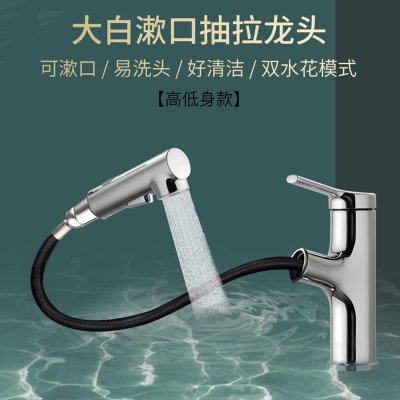 大白(diiib)龙头面盆水龙头卫生间台上盆洗脸洗手盆抽拉式龙头冷热单孔卫浴龙头