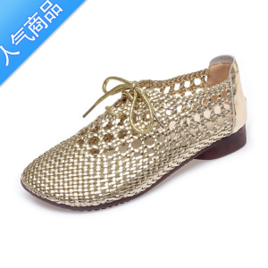 SUNTEK时尚包头罗马凉鞋女镂空2023春夏季新款圆头洞洞妈妈平底鞋