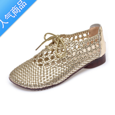 SUNTEK时尚包头罗马凉鞋女镂空2023春夏季新款圆头洞洞妈妈平底鞋