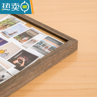 敬平实木diy拍立得画框情侣闺蜜洗照片做成挂墙相框手工生日摆台摆件 棕褐色 32寸[60*80cm]挂墙