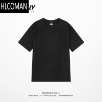 HLCOMANins厚实纯色短袖T恤男女同款圆领打底衫潮白色半袖