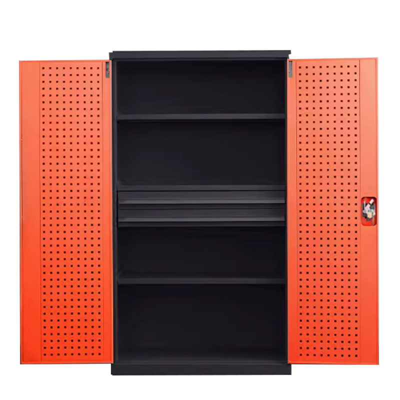 汉诺鑫威重型工具柜车间用加厚物件工具储物柜工厂铁皮柜汽修厂零件收纳柜橘色四层二抽带挂板