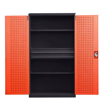 汉诺鑫威重型工具柜车间用加厚物件工具储物柜工厂铁皮柜汽修厂零件收纳柜橘色四层二抽带挂板