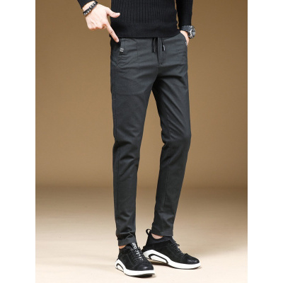 纯色男士冬季休闲裤弹力简约男裤高性价比常规修身直筒裤男款