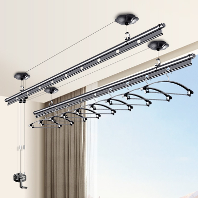  古达升降晾衣架阳台手摇双杆式晾衣杆室内家用凉衣架顶装手动晒衣架