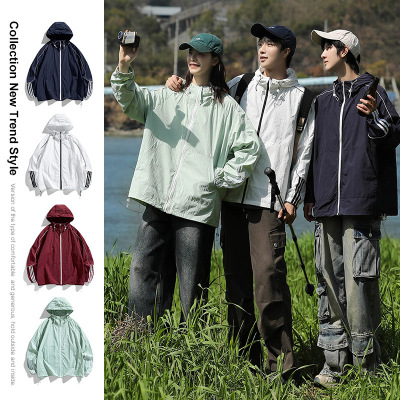 情侣山系户外夏季UPF50+防晒衣男女同款透气宽松连帽皮肤衣男外套
