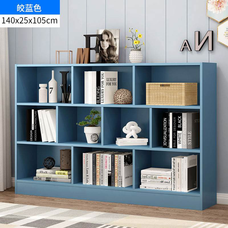 质凡简易书架书柜[带后背板]140cm皎蓝色/不含安装