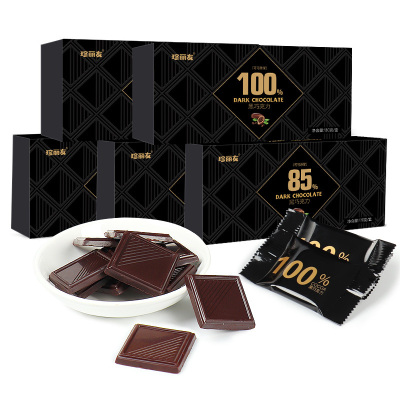 珍丽友俄罗斯风味100每日纯黑巧克力约22片/盒减低0o无糖精可可脂卡健身小零食品舒缓情绪补充能量