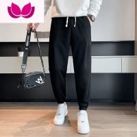 七斓卡其色高级感男士休闲裤款束脚裤子修身百搭痞帅潮流运动长裤