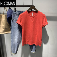 HLCOMAN夏季新款透气青年男士韩版修身圆领纯色百搭短袖T恤衫时尚打底衫