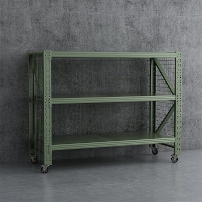 臻远 ZYJJ-HJ-078 可移动货架库房置物架带轮重型货架三层后背带网2000*700*1600mm/500kg