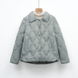 新款简约女式90绒女装尖领纯色羽绒服短款宽松外套_531