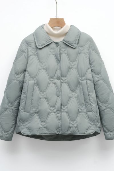 新款简约女式90绒女装尖领纯色羽绒服短款宽松外套_531