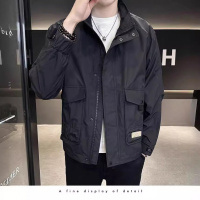 夹克男士新款春秋款上衣服潮流宽松立领工装外套春装时尚青年_1