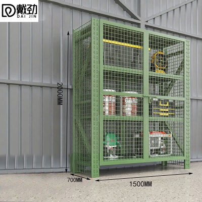 戴劲仓储货架带网格带锁重型置物架仓库储物架 军绿色四层150*70*200