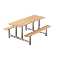 铭威盾学校食堂不锈钢餐桌椅4人6人15人位工厂员工饭堂连体快餐桌椅组合6人位防火板