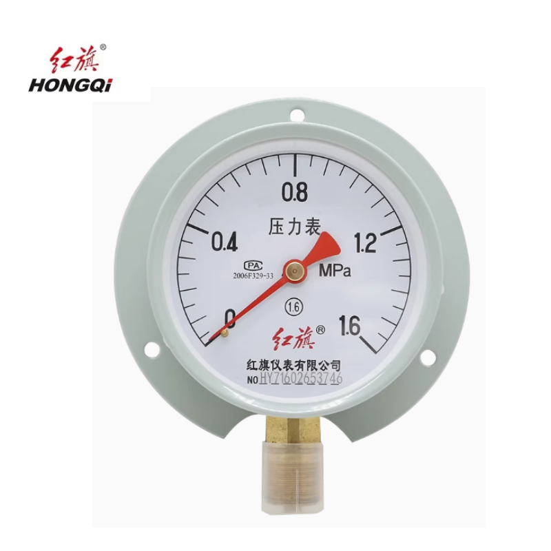 红旗 压力表径向带后边定制检测款 YT-100 1.6MPA 块