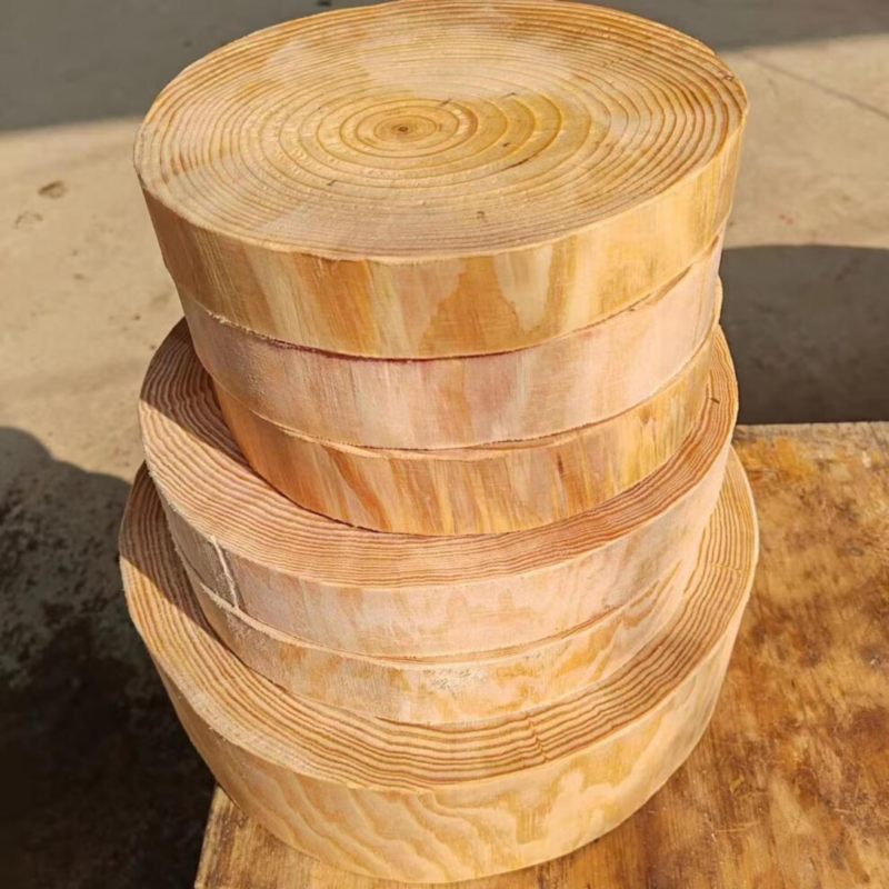 松木整木菜板加厚粘板家用实木菜墩案板商用砧板切菜板 U型提手款 直径高 48cm 10cm