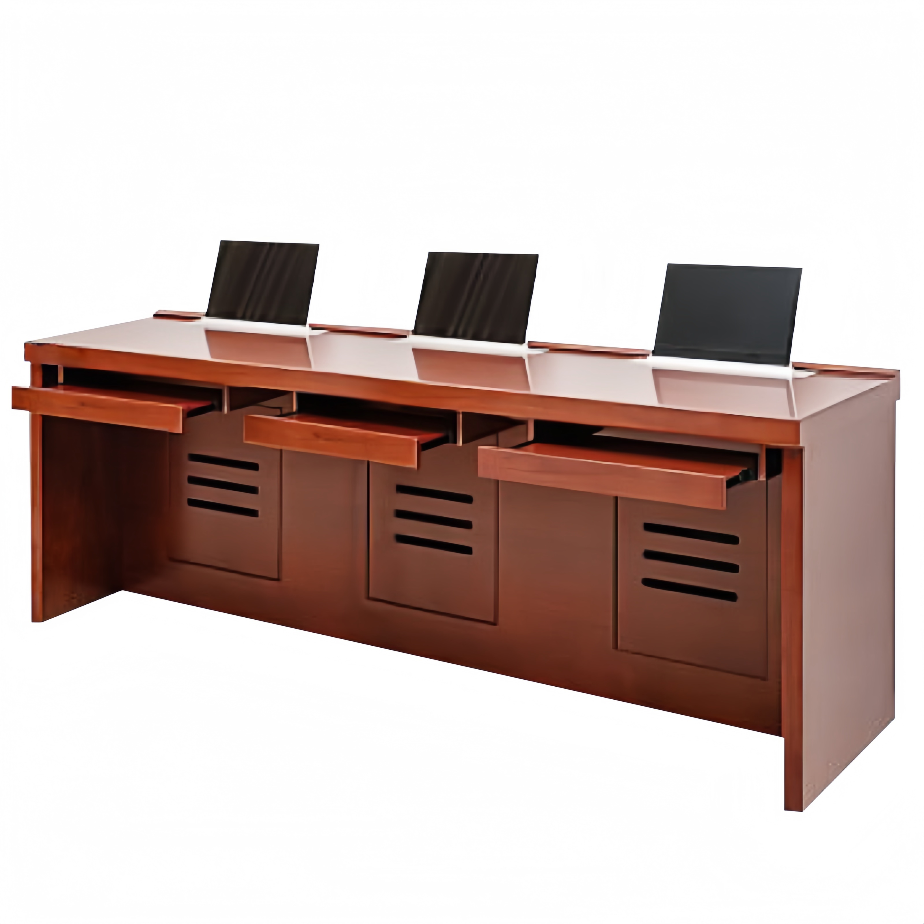 指臣翻转电脑桌三人张