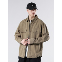 纯棉夹克工装衬衫男士美式复古痞帅衬衫宽松休闲长袖潮牌外套上衣