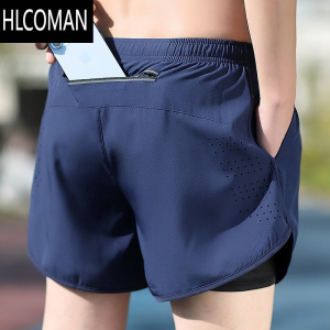 HLCOMAN专业马拉松跑步短裤男士运动三分裤速干四分内衬夏季专用可放手机