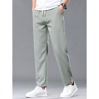 新款夏天中老年男装裤子休闲裤冰丝凉感速干透气直筒轻商务男裤
