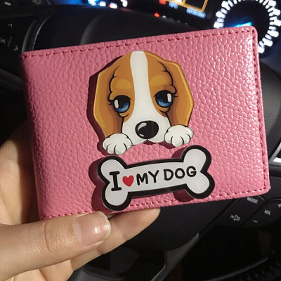 新款新款狗狗情侣驾驶证皮套男女驾照套机动车行驶证皮套驾照本二合一-定制荔枝粉本-骨头+金毛荔枝粉本-骨头+金毛