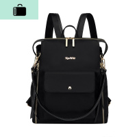 牛津布双肩包女韩版包包时尚百搭妈咪背包校园学生书包潮NEW LAKE 黑色