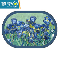 敬平浴室硅藻泥吸水脚垫复古油画卫生间厨房门口地垫耐脏卫浴防滑防滑垫