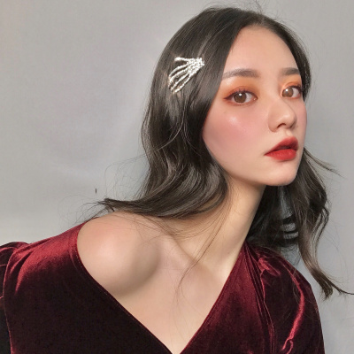 骷髅爪发夹酷女孩凹造型写真拍照街头酷洛滑暗黑ins风发卡