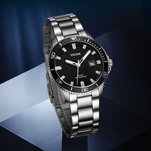 依波表EBOHR飞驰系列100米防水黑面夜光节日礼物石英男表51490119