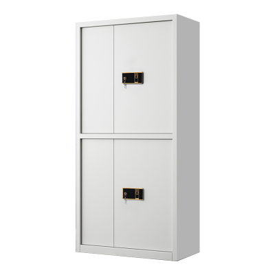 鑫升顺指纹电子保密柜钢制密码文件柜档案柜办公柜矮柜保密资料柜通双节白色:钥匙指纹锁