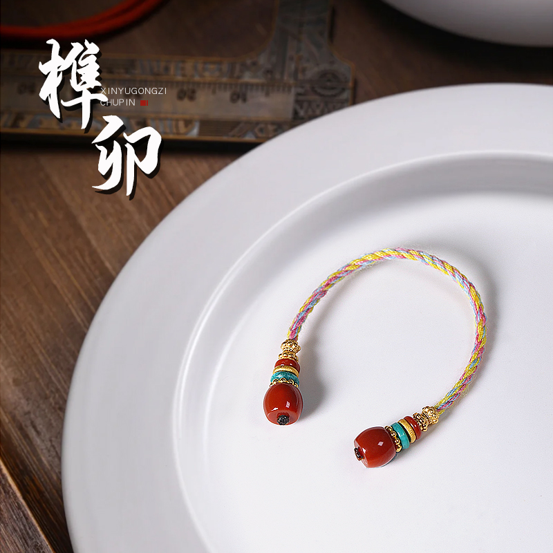 原矿蜜蜡南红老金弟子珠榫卯撞色百香籽金刚星月菩提手串文玩尾坠