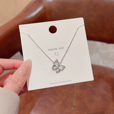S999足银蝴蝶项链微镶锆石锁骨链轻奢小众设计项饰送女友闺蜜礼物送女朋友老婆情人节七夕生日礼物