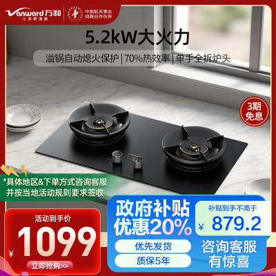 万和(Vanward)[超省星]G7天然气燃气灶具煤气炉双灶嵌入式5.2kW家用猛火超一级能效无痕磨砂G7L56