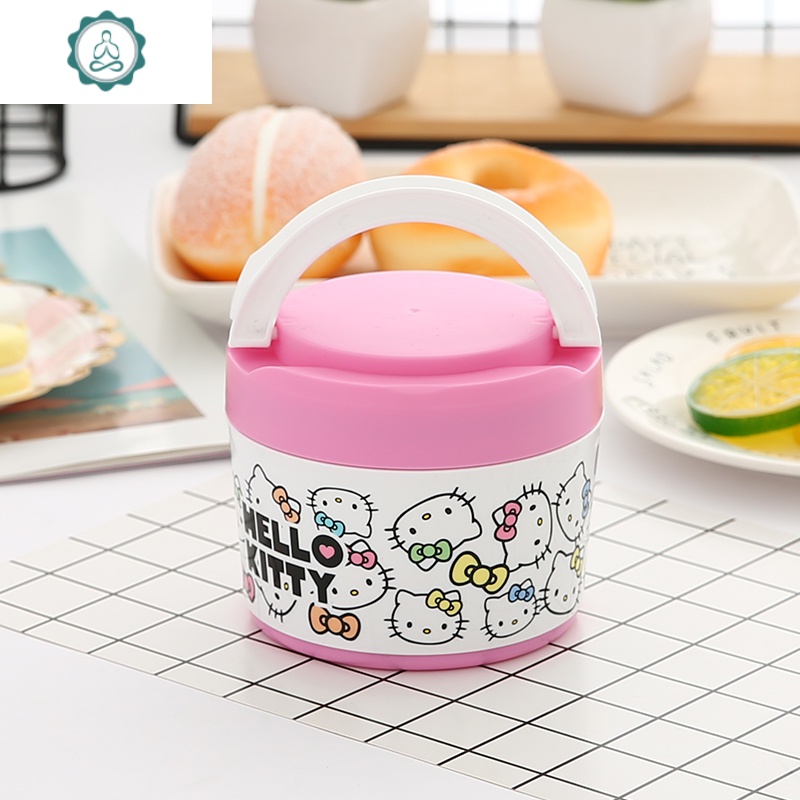 卡通可爱少女心不锈钢饭桶保温桶饭盒女双层手提便携成人儿童学生 封