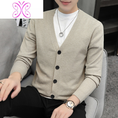 YUANSU2020秋冬季开衫男士针织衫薄款毛衣外套休闲外穿V领韩版潮流线衣毛衣