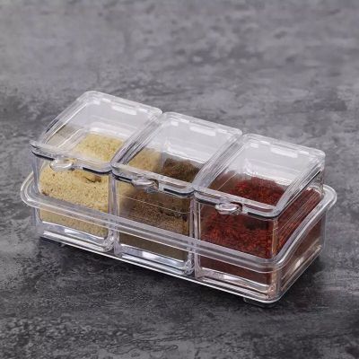 调料瓶调味盒套装厨房盐糖调料收纳盒子家用佐料瓶调料罐子组合装 敬平 加厚亚克力3件套(无饰边)调味罐